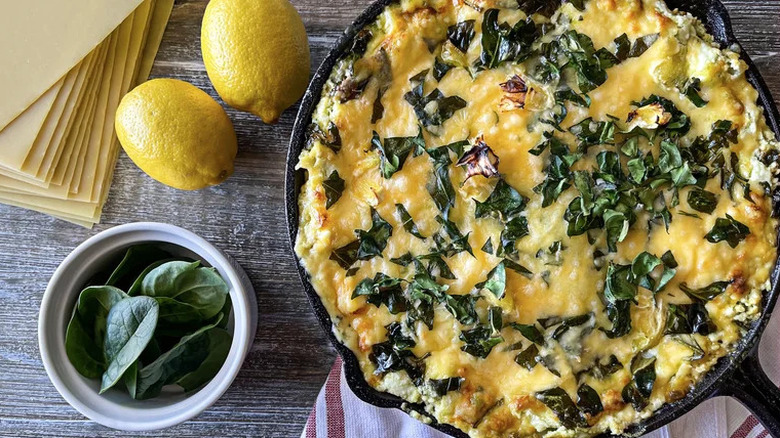 Cast iron spinach pistou lasagna