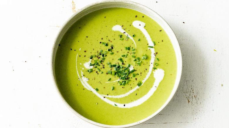 Asparagus vichyssoise in bowl