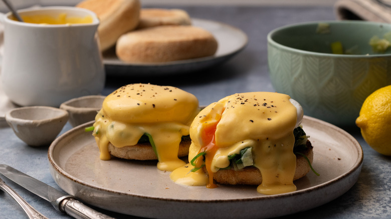 Eggs Florentine on plate