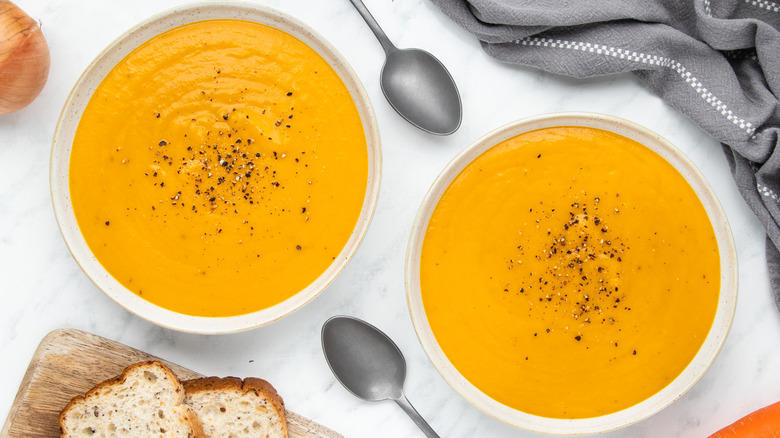 Fall vegetable soup bowls