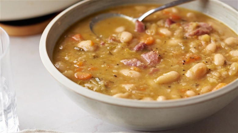 Ham and bean soup bowl