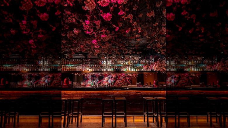 dark floral covered bar