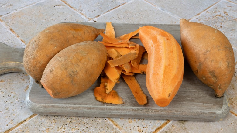 Peeled sweet potato