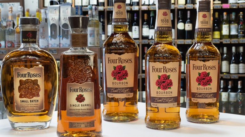 Collection of Four Roses bottles