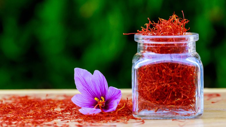 Jar of saffron strands