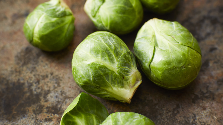 Brussels sprouts on counter