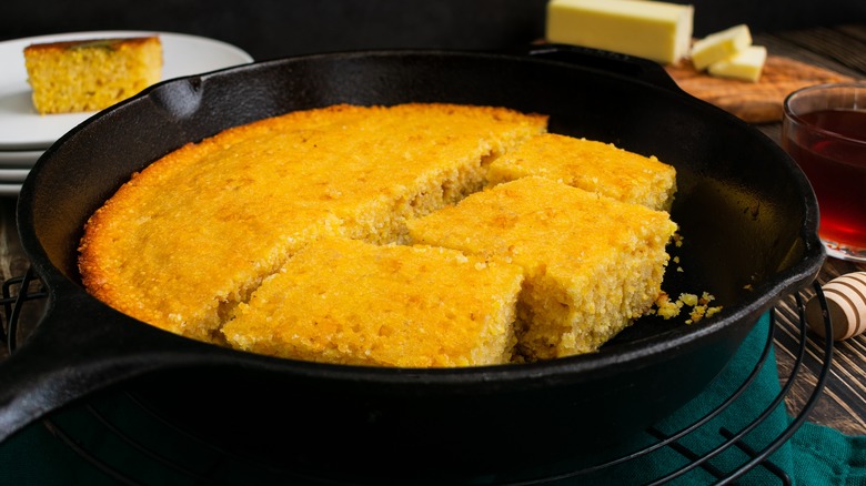 Cornbread in a skillet