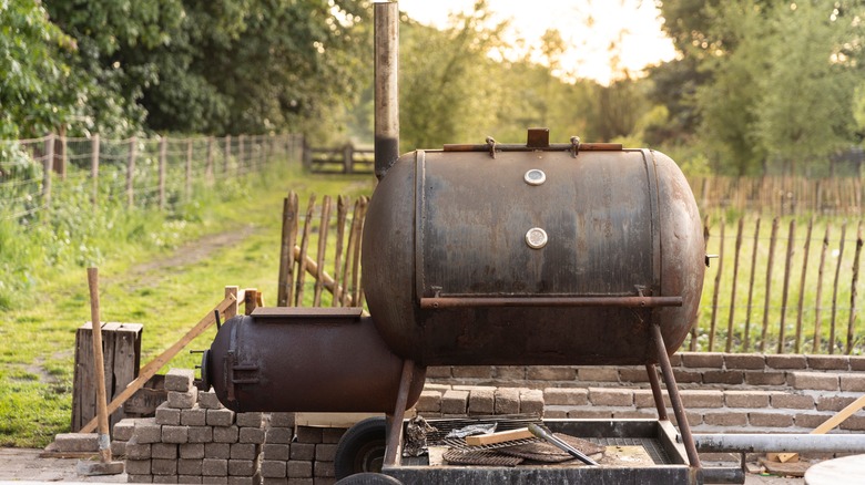 Smoker outside in yard