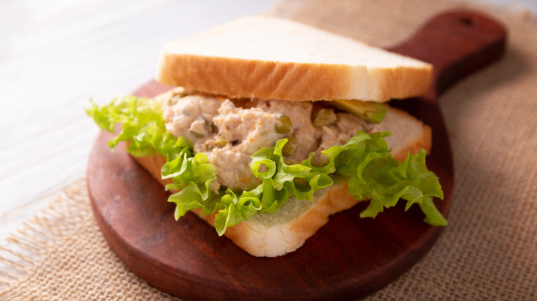 Tuna salad white bread sandwich