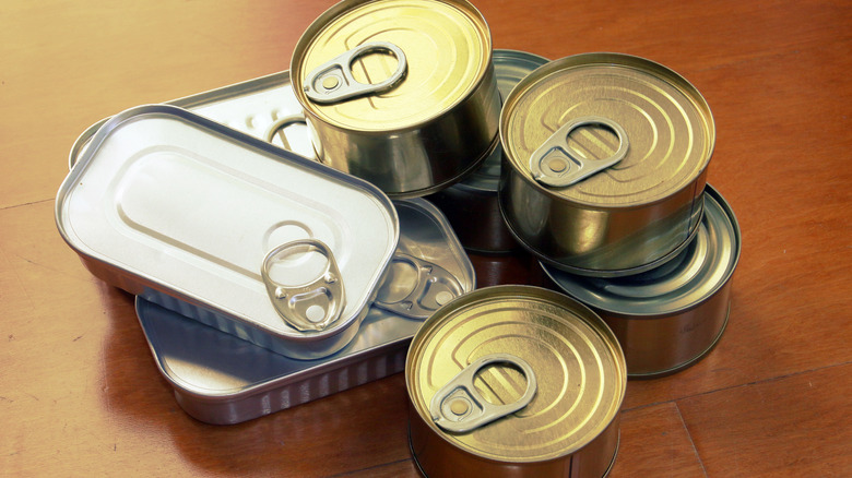 Stacked canned food