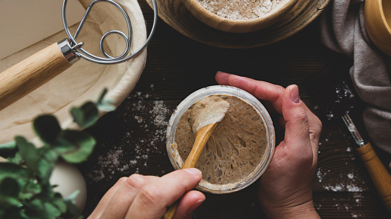 Sourdough starter in a jar