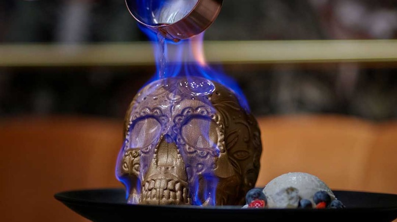 The Flaming Skull from Chica being lit on fire