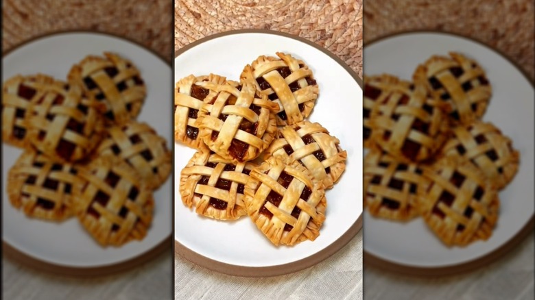 Apple pie cookies on a white plate