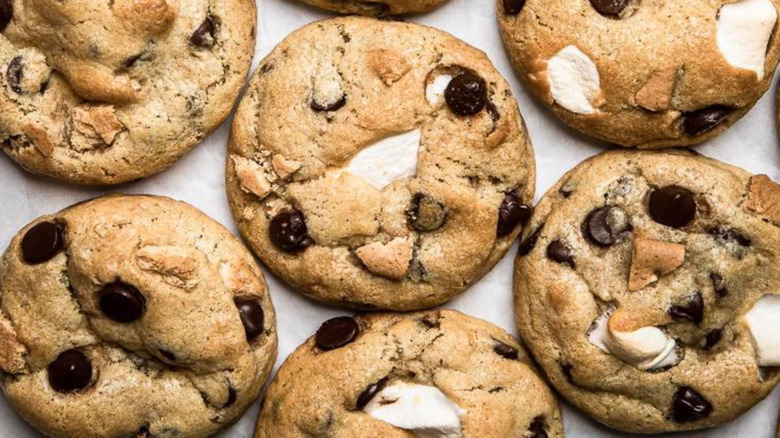 S'mores cookies on a baking tray