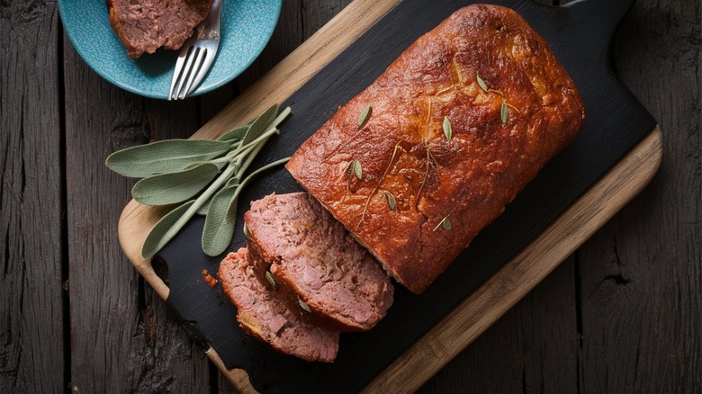 meatloaf sliced on board