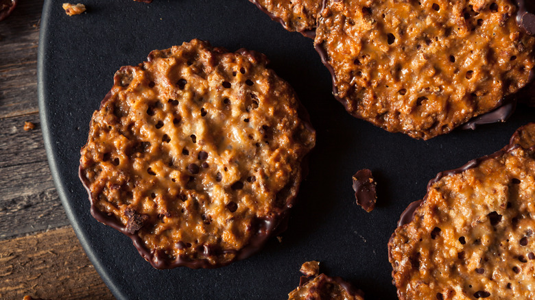 lace cookies on plate