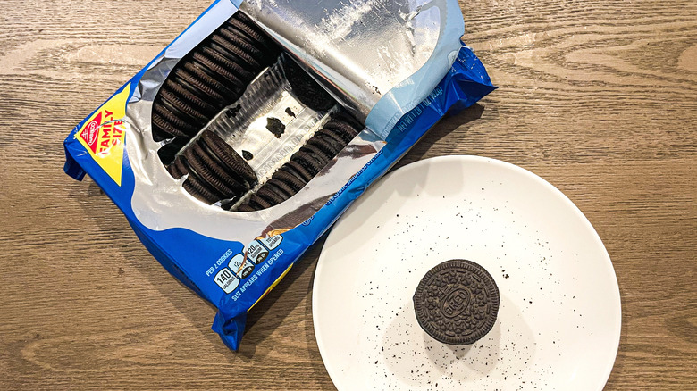 Dark chocolate flavor creme Oreos