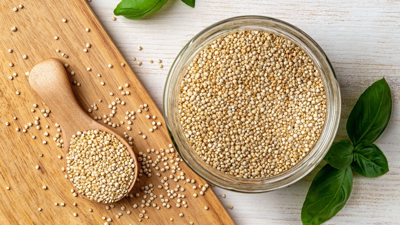 Quinoa in a bowl and a spoon