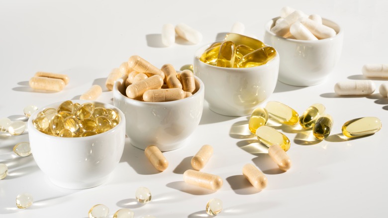 Vitamins in small bowls