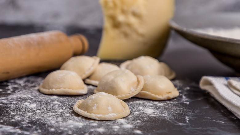 Handmade sorrentinos stuffed pasta shells