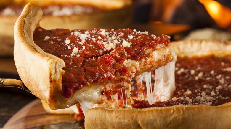 Chicago-style deep dish pizza