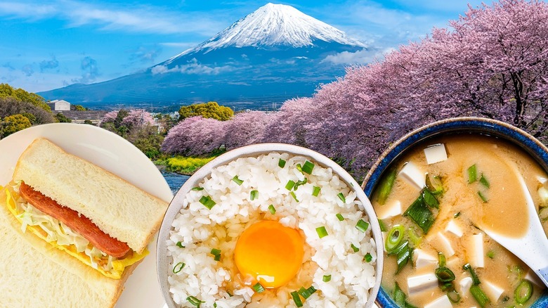 Composite image of Japanese breakfast foods