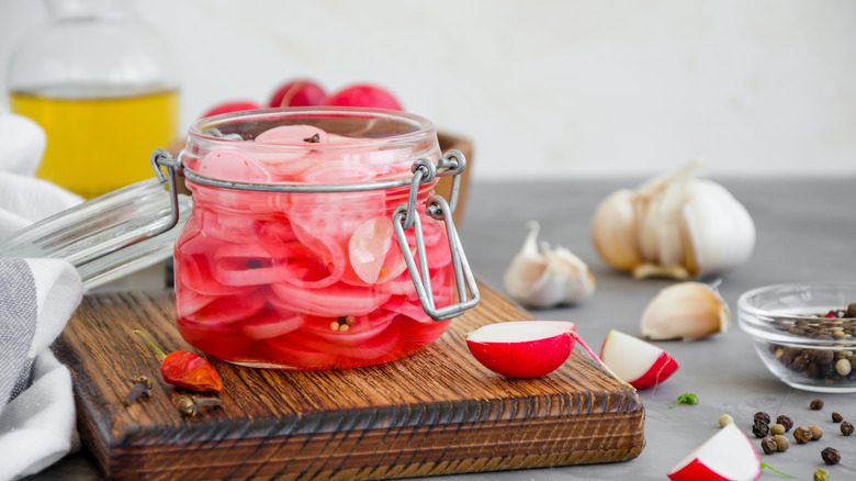 Jar of pickled radish