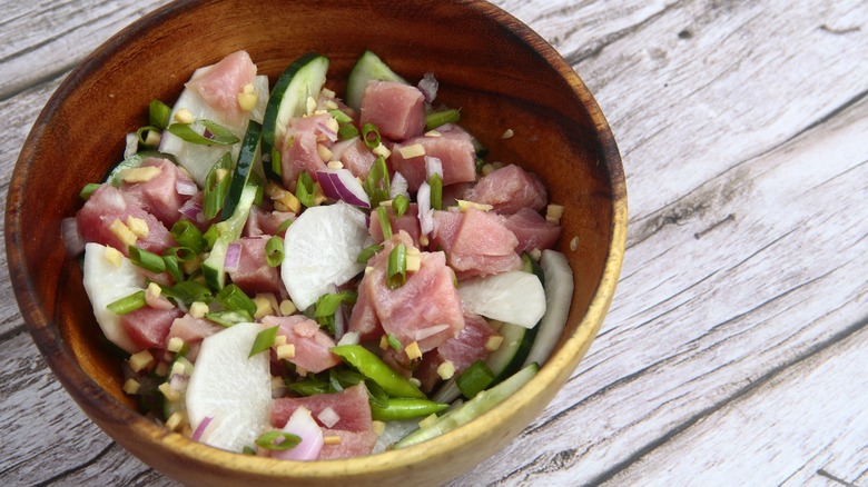 Bowl of tuna kinilaw