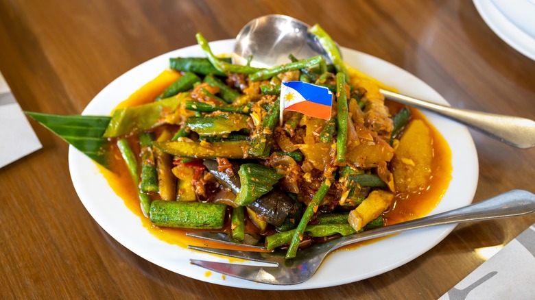 Plate of pinakbet- stir fried fresh veggies