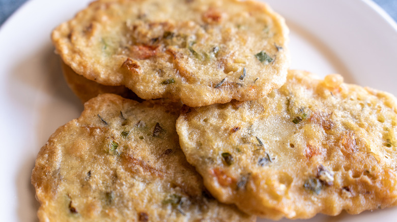 codfish fritters close-up on plate