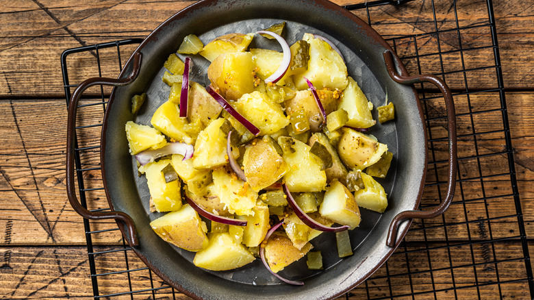 German potato salad in skillet