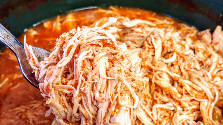 Shredded chicken with salsa