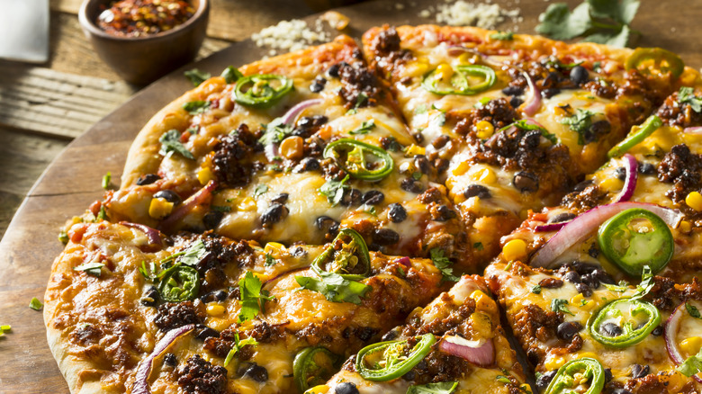 Loaded Mexican pizza