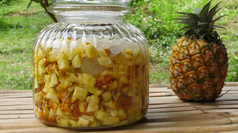 Pineapple pickles outside