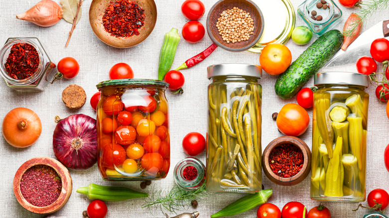 Pickle jars and spices