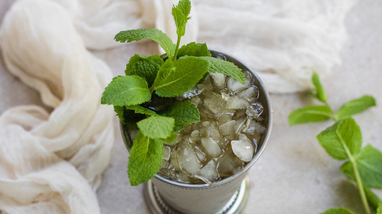 Mint julep in silver cup