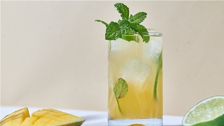 Mango mojito with mint sprig