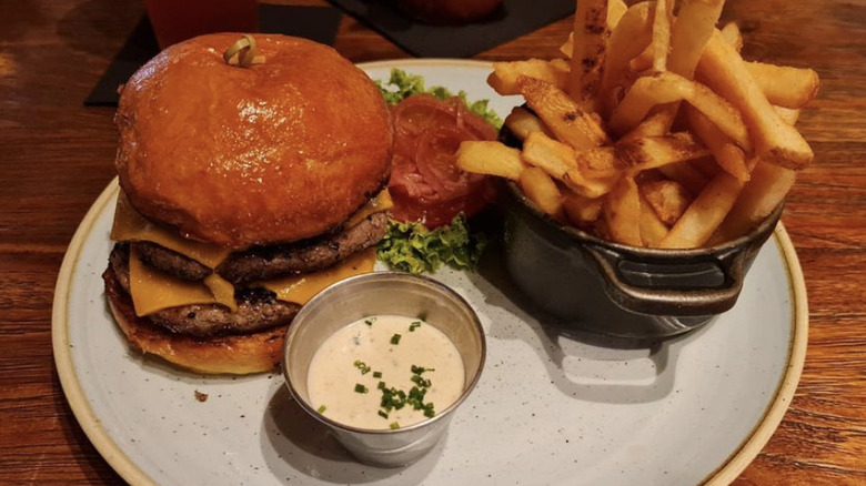 Yardbird burger and fries