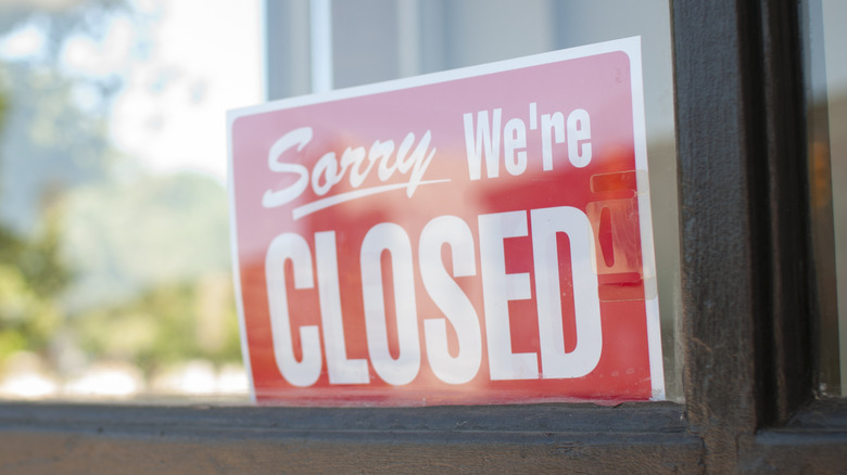 Closed for business sign