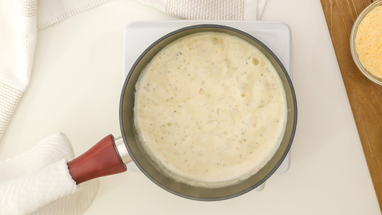 Pot of Alfredo sauce