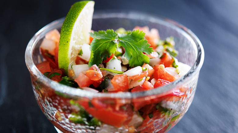 Diced tomatos, peppers, and onion