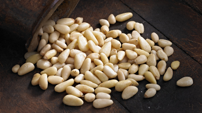 Close up of pine nuts