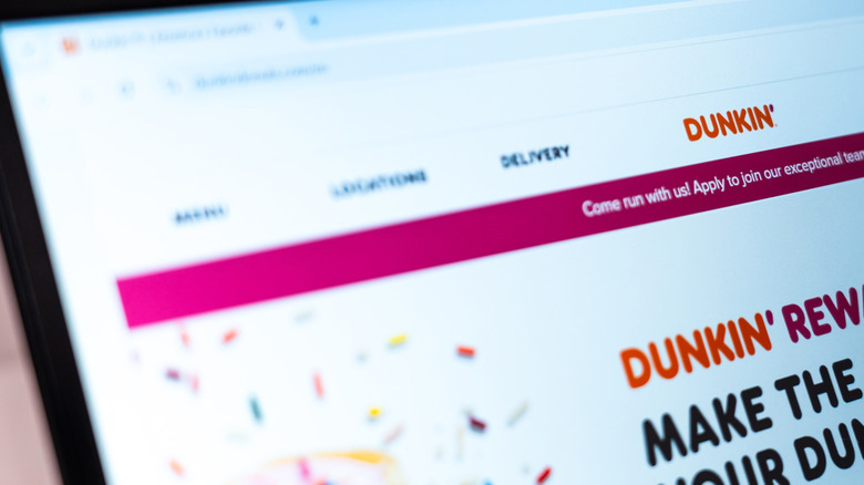 a computer screen with the Dunkin' Rewards website displayed