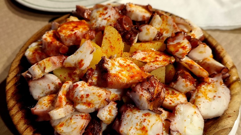 Galician potato octopus dish