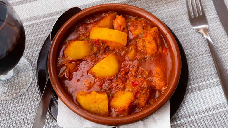 Spanish potatoes in red sauce