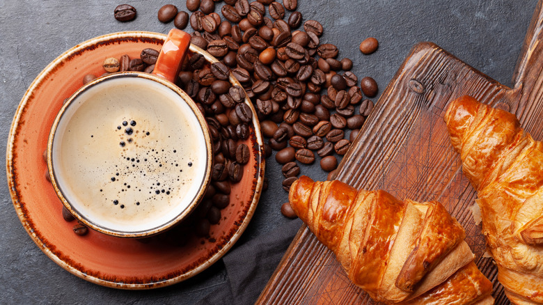 French coffee beans croissants