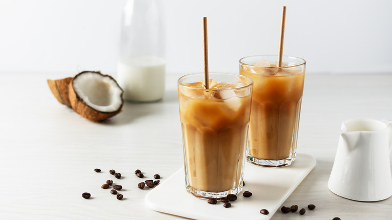 Coconut iced coffee glasses