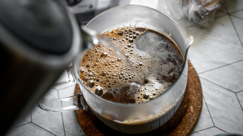 Pouring French press coffee