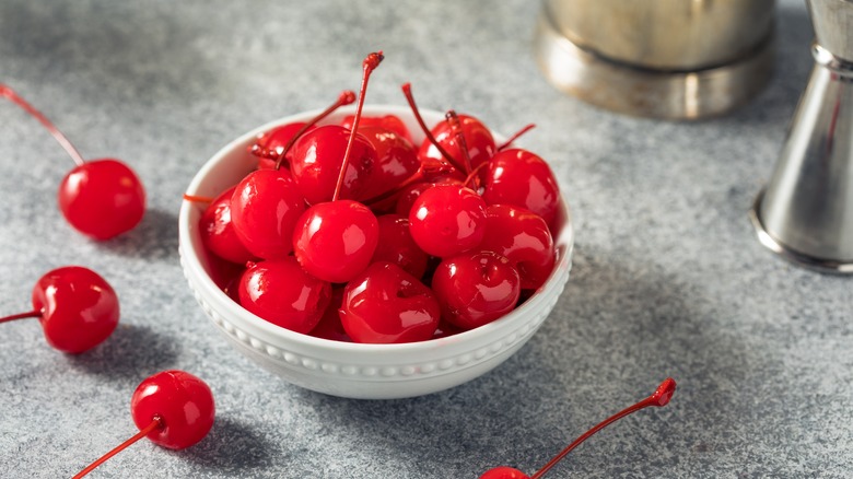 Bowl of maraschino cherries