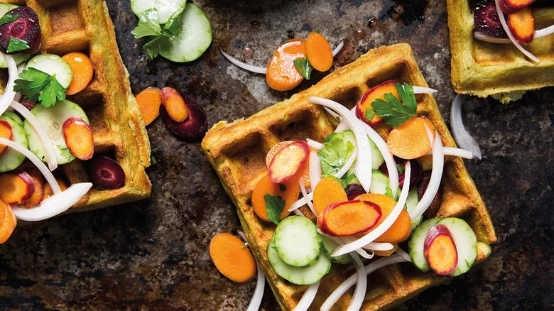 chickpea waffles with salad